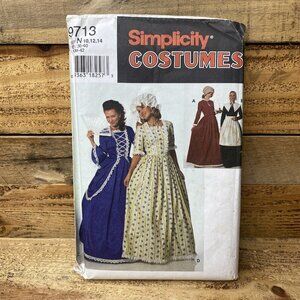 Simplicity 9713 sizes 16-20, VINTAGE Colonial, Pilgrim, 18th Century gowns